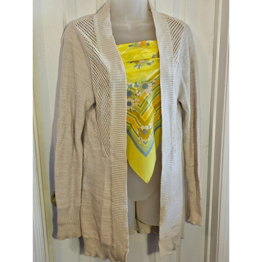 Sweater Medium Duster Boho Crochet Cotton Knit Cardigan Roxy Estilia *READ